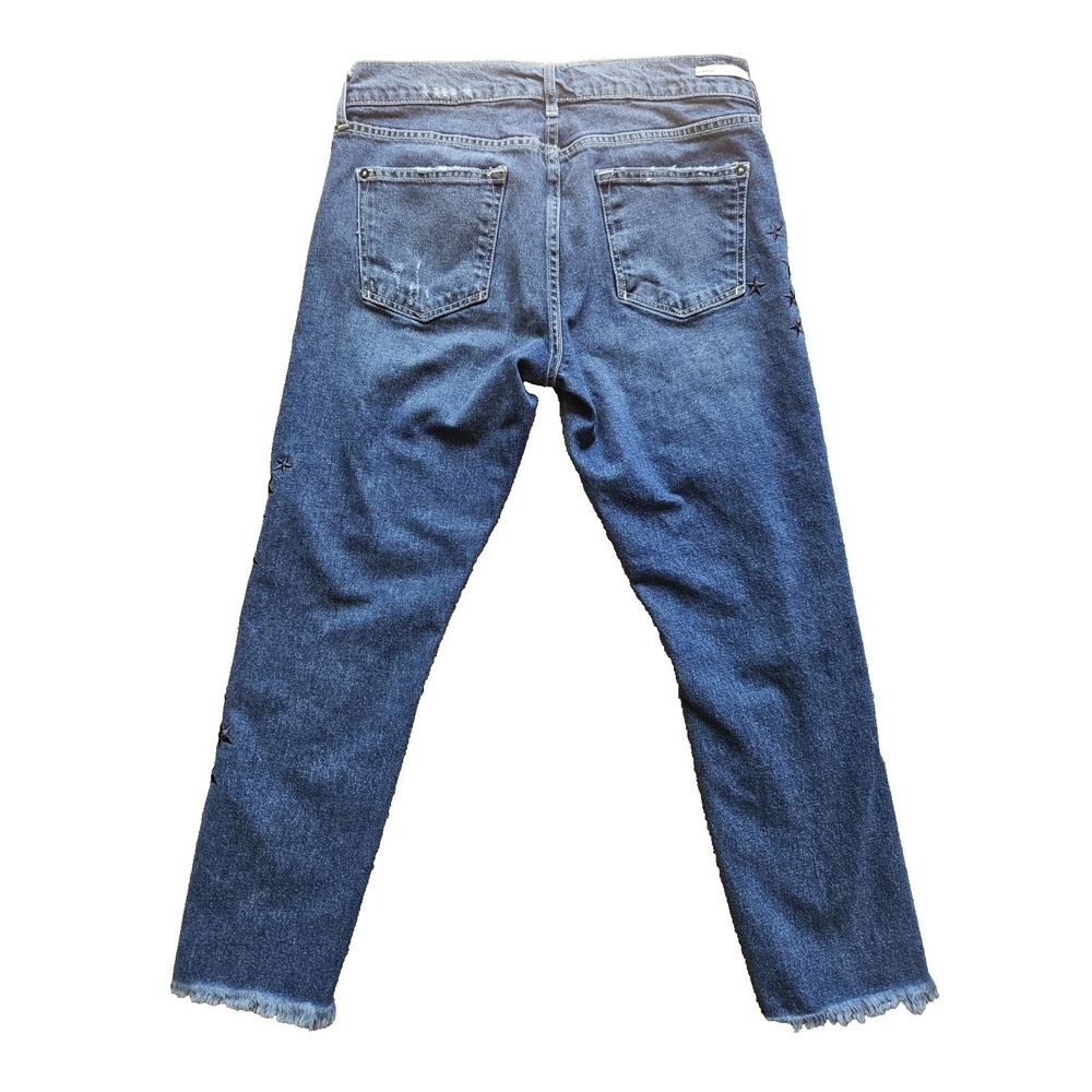 Pilcro 28 Slim Boyfriend Jeans Star‎ Embroidered Sequin Anthropologie Boho Y2K - Picture 5 of 8